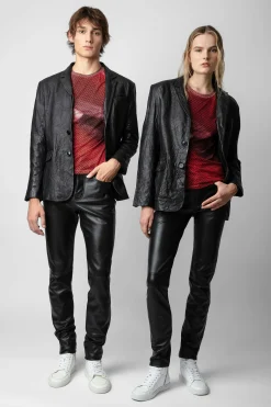 Zadig & Voltaire Manteaux Et Vestes^Blazer En Cuir Froisse Valfried