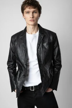 Zadig & Voltaire Manteaux Et Vestes^Blazer En Cuir Froisse Valfried