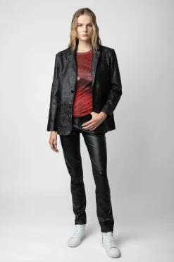 Zadig & Voltaire Manteaux Et Vestes^Blazer En Cuir Froisse Valfried