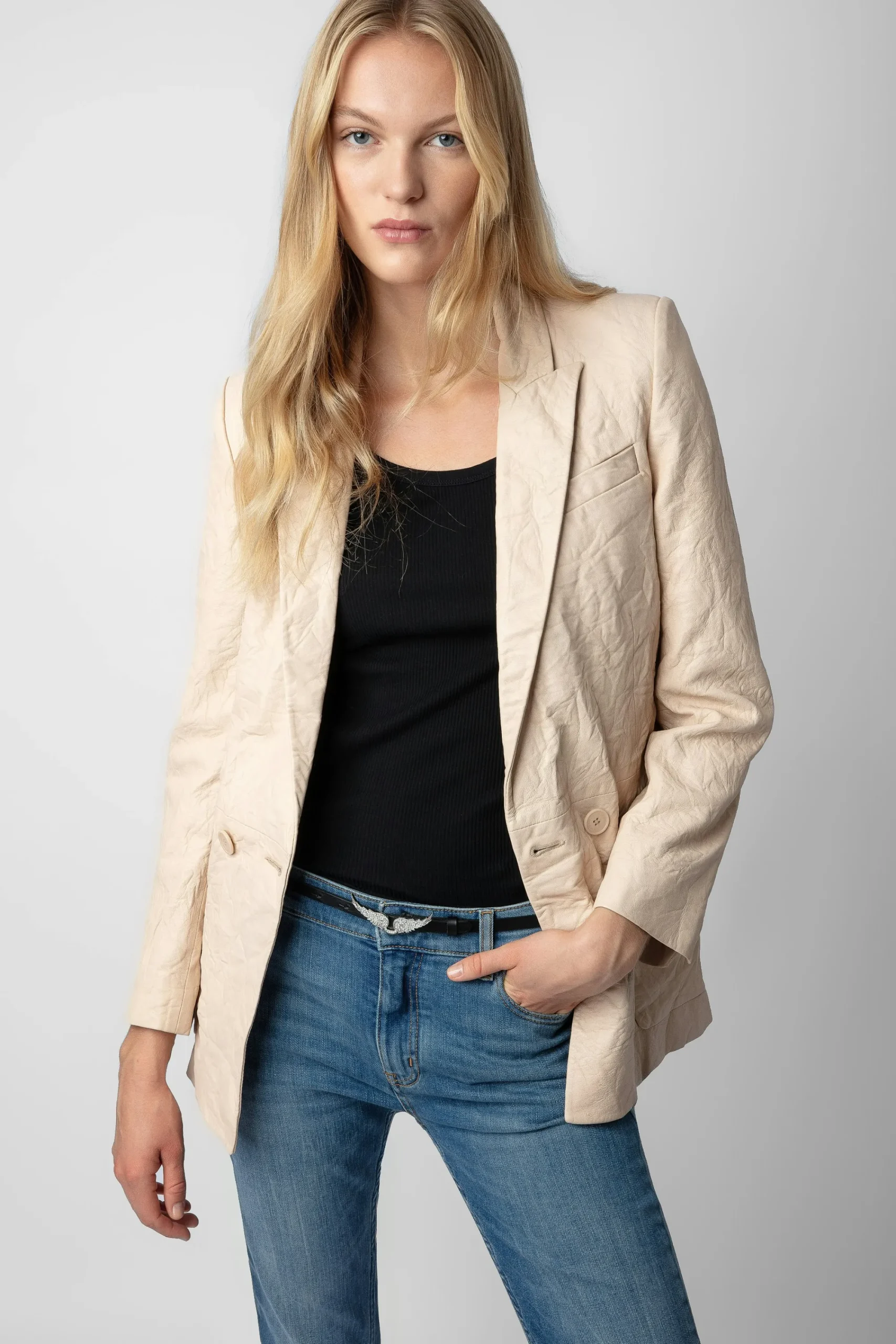 Zadig & Voltaire Vestes^Blazer En Cuir Froisse Visko
