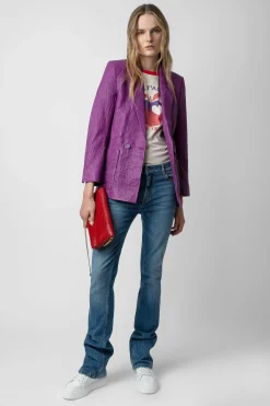 Zadig & Voltaire Costumes^Blazer En Cuir Froisse Visko
