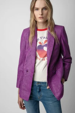 Zadig & Voltaire Costumes^Blazer En Cuir Froisse Visko