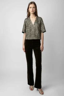 Zadig & Voltaire Chemises Et Hauts^Chemisier A Sequins Tytane