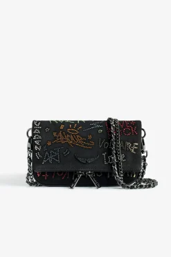 Zadig & Voltaire Mini-Sacs^Pochette Rock Nano En Daim Avec Etiquette A Strass