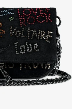 Zadig & Voltaire Mini-Sacs^Pochette Rock Nano En Daim Avec Etiquette A Strass