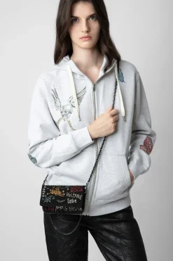 Zadig & Voltaire Mini-Sacs^Pochette Rock Nano En Daim Avec Etiquette A Strass