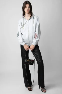 Zadig & Voltaire Mini-Sacs^Pochette Rock Nano En Daim Avec Etiquette A Strass