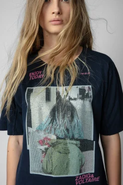 Zadig & Voltaire T-Shirts^T-Shirt A Strass Et Imprime Photo Avec Noeud
