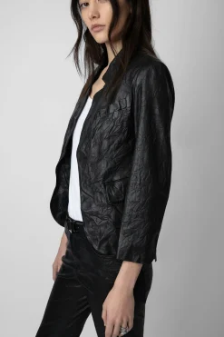 Zadig & Voltaire Vestes^Verys Blazer Cuir Froisse